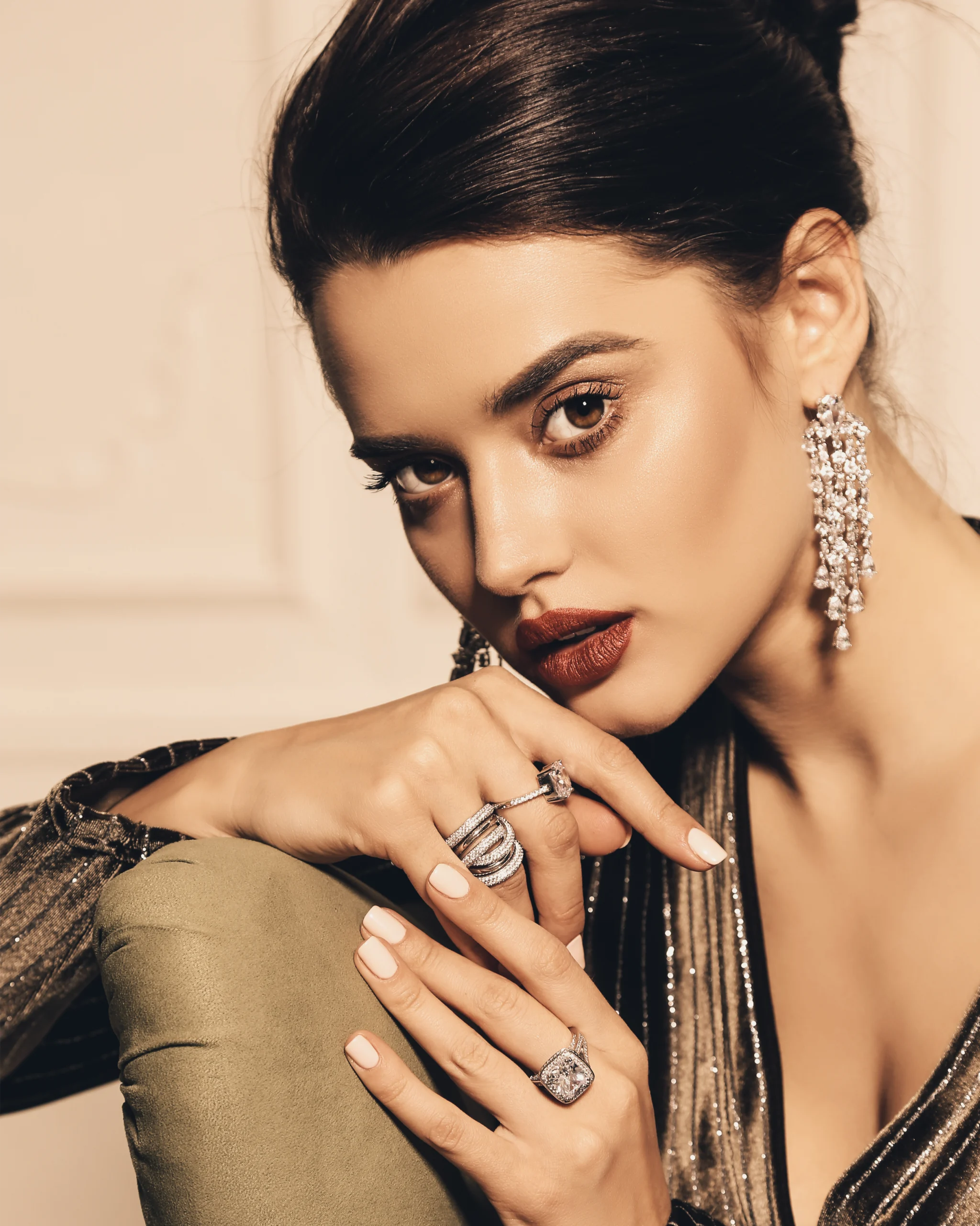a beautiful woman with diamonds jewelry