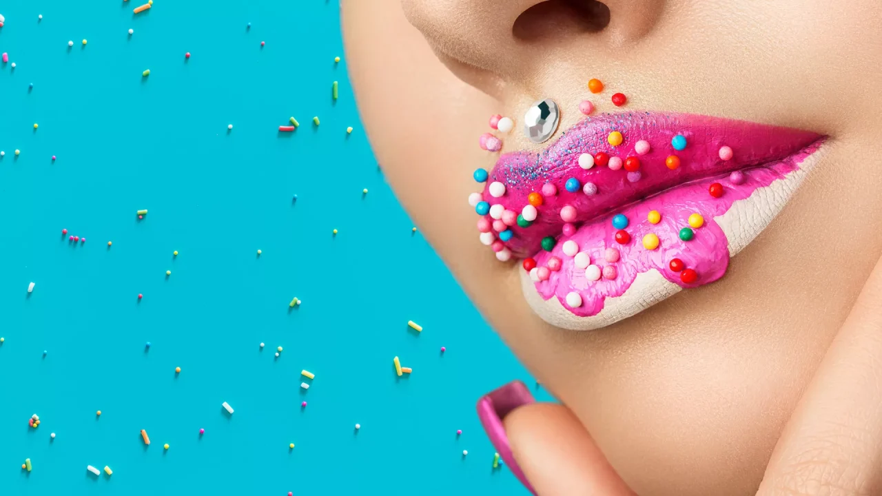 pink lips with sprinkles
